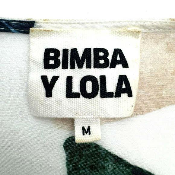 BIMBA Y LOLA | Women's Medium Colorful Silky Gemstones Balloon Sleeve Blouse Top - Picture 4 of 7